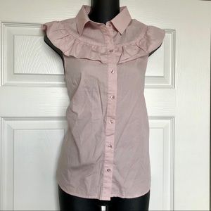 H&M blush rose pink ruffle button front shirt NWT Size 6